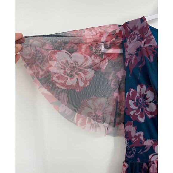 Candalite Womens Blue Purple Floral Lined Knee Length Dress NEW Small - Picture 3 of 11